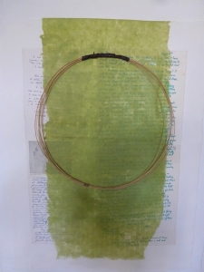 Hoop, Birgitte Bush (Denmark), 2015, hand-made paper, reeds, letters, 20%22 x 30%22